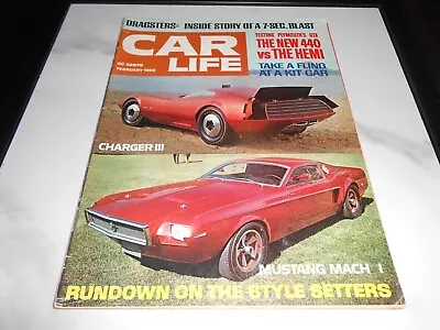 Car Life Feb 1968 Charger 3 Mustang Mach 1 440 Vs. Hemi Dragsters • $10