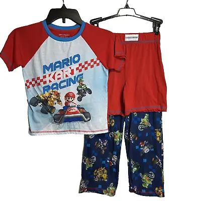 Nintendo Mario Kart Racing Pajamas 3-Piece Set Size 8 Pants Shorts Top • $9