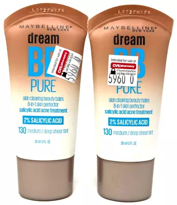 (2) Maybelline Dream BB Pure Sealed 130 - Medium / Deep Sheer Tint Exp: 5/2024 • $9.09