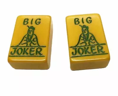 2 A Pair Of Vintage Mah Jong Majong Carved Bakelite Joker Tiles Good Used Cond • $25