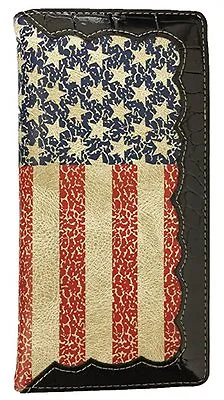 Men Wallet Western Bifold Check Book Style W045 American Flag • $13.99