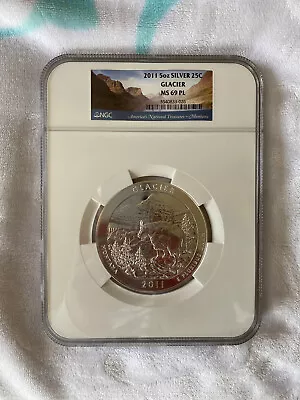 2011 America The Beautiful ATB Glacier NP Five Ounce 5 Oz. Silver NGC MS 69 PL • $235