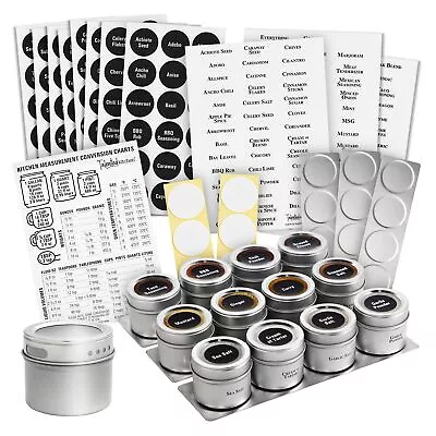 12 Pack 3 Oz Magnetic Spice Tins 3 Wall Plates 269 Seasoning Labels • $28.99