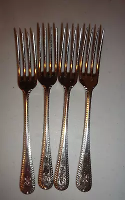 4 Sheffield England EPNS A1  Dinner Forks Fleur De Lis Design On Handle Silverpl • $15