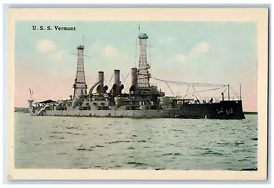 C1910 USS WWI Battleship United State Navy Vermont VT Antique Vintage Postcard • $14.98