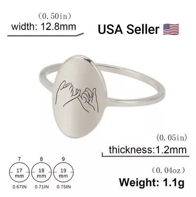 Pinky Swear Promise Hand Gesture Ring Stainless Steel Women Oval Finger Rings • $4.99
