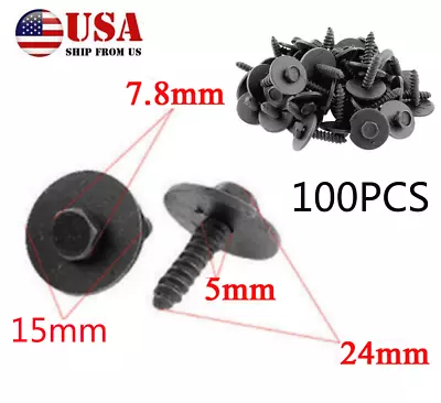 $22.86 • Buy 100Pcs Car Body Fender Bumper Repair Screws Retainer Clips Kit Metal Screws Bolt