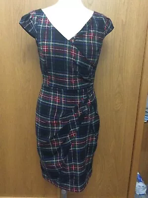 Ladies Warehouse Tartan Plaid Checked Wiggle Dress Size 10 VGC • £45