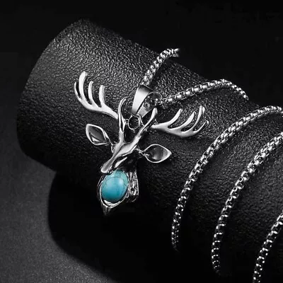 New Men's Stainless Steel Amulet Elk Pendant Necklace Luck Jewelry Wholesale • $9.99