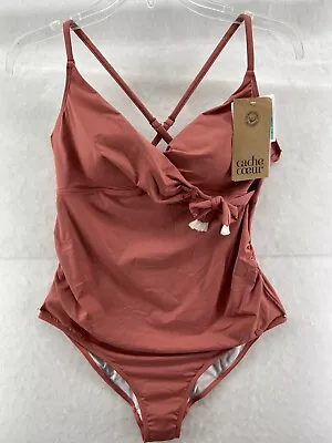 Cache Coeur Swimsuit 2XL Maternity Manitoba One Piece In Rose Tasseled UPF NWT • $21.75