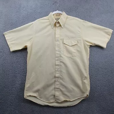 LL Bean Short Sleeve Button Down Shirt Vintage 90's Men's 16 Yellow Made In USA • $18.99