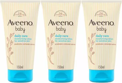 Pack Of 3 Aveeno Baby Daily Care Moisturising Lotion 3x150ml Sensitive Skin • £13.99