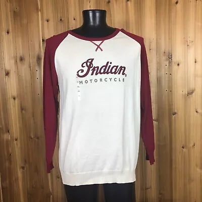 NWT Women's XL INDIAN MOTORCYCLE White W Long-Sleeved Maroon Shirt GORGEOUS FUN • $92.46