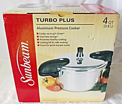 Sunbeam Turbo Plus 4 Quart Aluminum Pressure Cooker - New Old Stock • $37.99