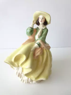 Vintage Ceramic Lady Figurine. 6.5  Tall Southern Belle Yellow & Green Dress • $9.99