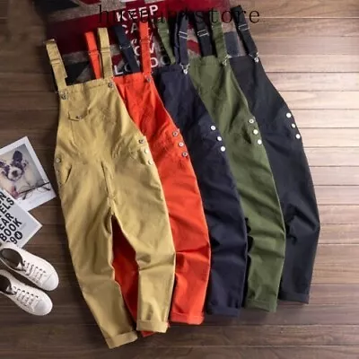 Fashion Men's Casual Cotton Trousers Rompers Suspender Overalls Pants Jumpsuits • $31.34