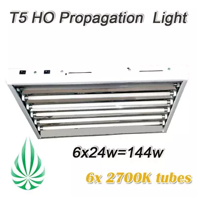 Hydroponics T5/144w High Output 6 Tube Propagation Light Mirror Shade 2700K Lamp • $159.50