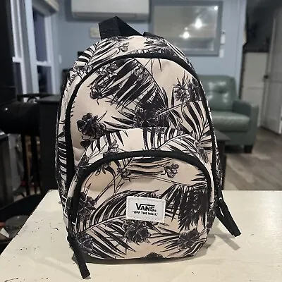 Vans Mini Backpack Black-white Palms Tropical Flowers  Purse~NEW • $14.50