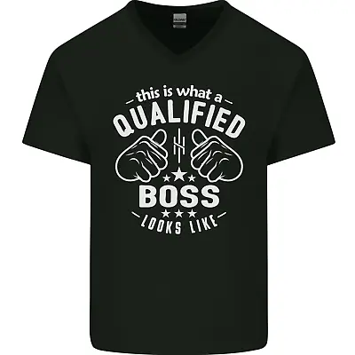 This Is What A Qualified Boss Looks Like Mens V-Neck Cotton T-Shirt • £11.99