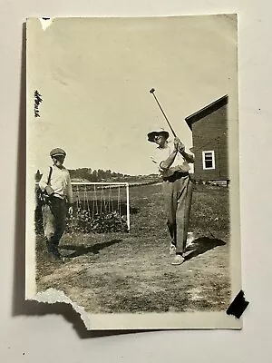 Vintage Golf Snapshot Photo Man Playing Golf Golf Club 1920’s • $7