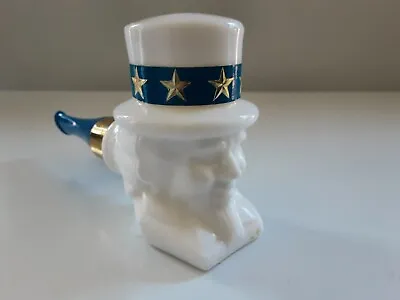 Avon Uncle Sam Deep Woods After Shave Pipe Bottle Empty Vintage. Milk Glass. • $30