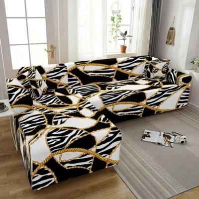 $33.51 • Buy Elastic L Shape Sofa Cover Leopard Stretch Non-slip Combination Slipcover Decor