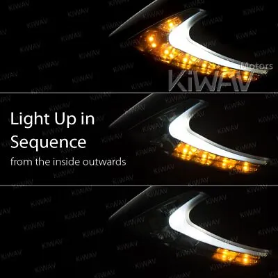 KiWAV Mirrors Lucifer Black Dual LED Sequential Ver.  Fits Yamaha Ducati Triumph • $169