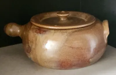 1979 Signed W J Gordy Pottery Mountain Gold Brown Bean Casserole Dish Bowl & Lid • $189.99