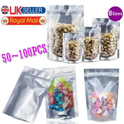 £7.99 • Buy One Side Clear Stand Up Pouch Bags Sealable Pouch Zip Lock Seeds Bags Coffee Bag