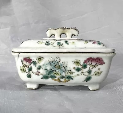 Famille Rose Turquoise Doucai Porcelain Gold Gilt Chinese Trinket Box • $122.85