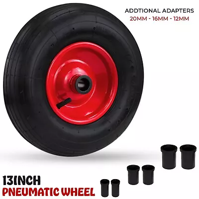 Wheelbarrow Wheel 33cm 13  Pneumatic Tyre Replacement 4.00-6 150kg Load • £14.49
