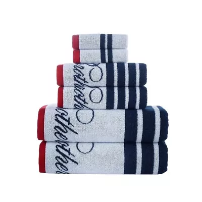 Brooks Brothers Nautical Blanket Stripe 6 Pcs Turkish Cotton Towel Set - White • £95.01