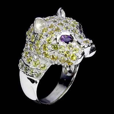 Marquise Amethyst Sapphire Gemstone 925 Sterling Silver Tiger Jewelry Ring Sz 9 • $0.99