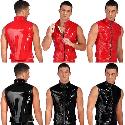 Men Fashion Leather Jacket Tank Tops Motorcycle Biker Club Vest Waistcoats Shirt • $13.15