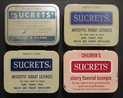 'sucrets' 4 Early Medicine Tins ~ Sharp & Dohme/quinton Versions ~ Cool & Retro • $7.77