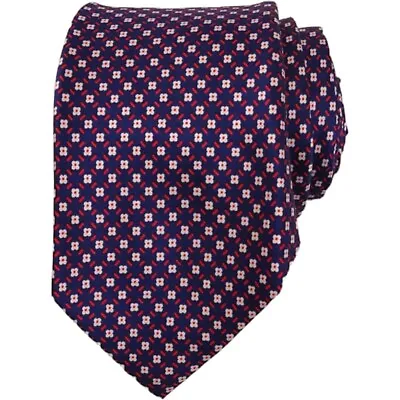 GUTTRIDGE Mens Seven Fold Tie 3.15 Navy Red White 100 Silk LONG Designer Necktie • $27.88