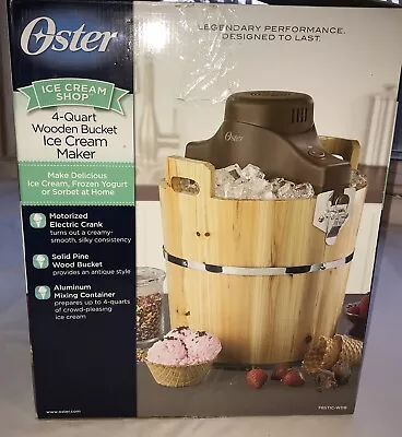 Oster Ice Cream 4-Quart Wooden Bucket Ice Cream Maker Machine New Open Box WORKS • $49.99