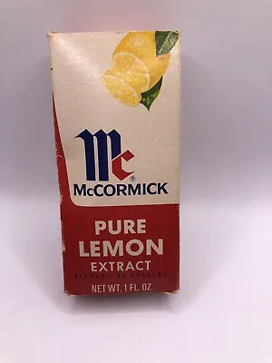 Vintage McCormick Spice Co. Pure Lemon Extract 1 Oz. Bottle In Box Baltimore MD • $5.10