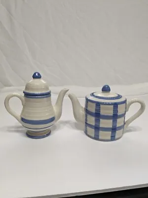 Vintage Country Living Mini Decorative Teapot (2) Blue/Speckled Off White 5  • $12