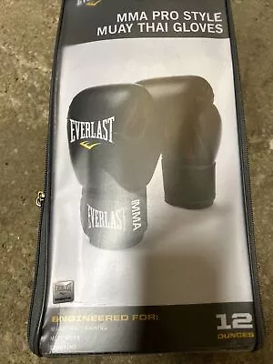 Everlast 12-Ounce Pro Style Muay Thai Gloves Black • $36