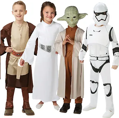 Star Wars Costume Kids Storm Trooper Licensed Yoda Leia Fancy Dress Book Day • £17.99