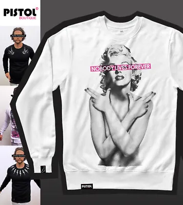 Pistol Boutique Men's White LIVE FOREVER MARILYN MONROE Casual Sweatshirt Jumper • $57.45