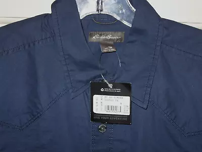 NEW EDDIE BAUER Timber Edge Ripstop Shirt SZ M TALL Dusted Indigo Blue NWT $75 • $25.77