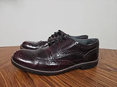 Stunning Men's M&S Collection Burgundy Smart Lace Up Brogues Shoes UK Size 10 • £19.99