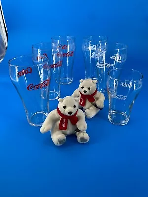 Lot Of 6 Vintage Coca Cola Glasses Bell Shape Red & White Lettering • $18.95