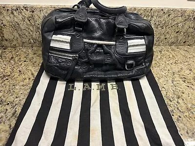 L.A.M.B Purse In Black Super Soft Leather With White Zippers With Dustbag • $40