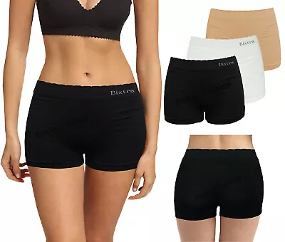 Womens Black Knickers Underwear Shorts Stretch Yoga Boxers Sports Soft Hot Pants • £3.99