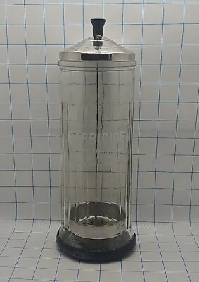 VTG BARBICIDE Disinfectant Glass Jar W Metal Lid 11.5 INCHES Barber • $19.35
