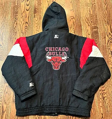 Vtg Chicago Bulls Starter Jacket XL Air Jordan Era NBA Basketball Parka • $69.99