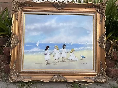 Girls On Summer Beach Signed By  Max Karp And Copper Enamel Paintings • $8000